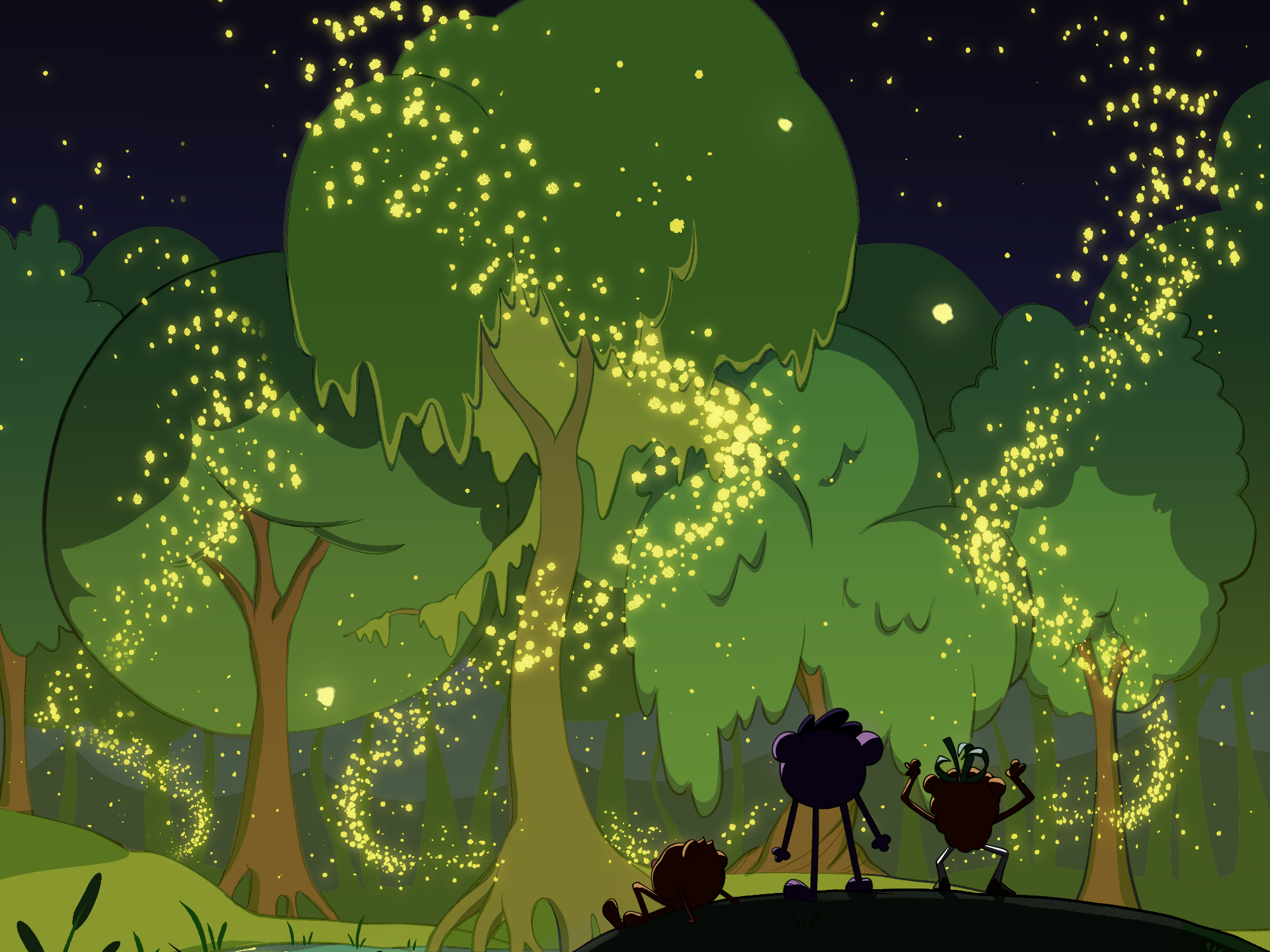 Glowing forest scene